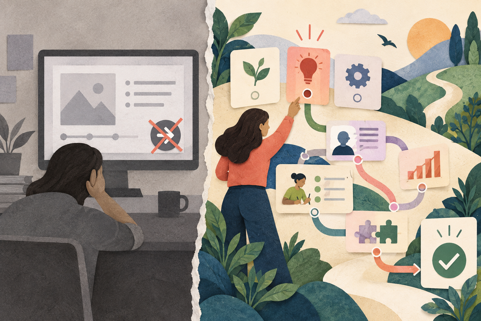Contraste entre una experiencia pasiva y una experiencia de aprendizaje activa